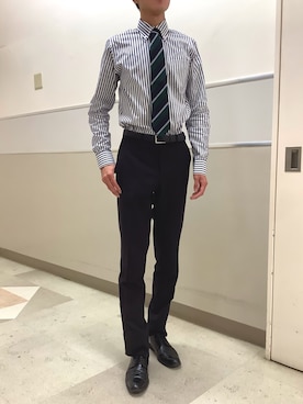 「アイテム（ネクタイ、グリーン系）」を使った、BRICK HOUSE by Tokyo Shirts 秋田イオンモール店さん（メンズ・184cm）の秋コーディネート