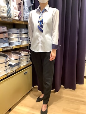 「ブルーコーデ」｜「アイテム（財布/小物）」を使った、BRICK HOUSE by Tokyo Shirts 秋田イオンモール店さん（レディース・162cm）の冬コーディネート