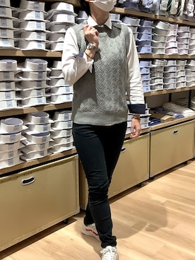 「白シャツ×ニット」｜BRICK HOUSE by Tokyo Shirts 秋田イオンモール店さん（レディース・162cm）の秋コーディネート