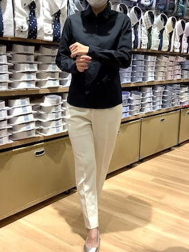 「TOKYO SHIRTS（トウキョウシャツ）の形態安定ノーアイロン レギュラー衿 長袖ビジネスワイシャツ（ビジネスシャツ）」を使った、BRICK HOUSE by Tokyo Shirts 秋田イオンモール店さん（レディース・162cm）の秋コーディネート