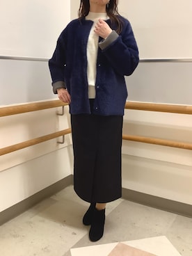 「アイテム（ノーカラージャケット）」を使った、BRICK HOUSE by Tokyo Shirts 秋田イオンモール店さん（レディース・165cm）の冬コーディネート