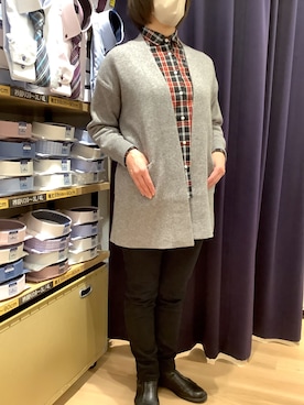 「黒スキニー」｜「アイテム（ノーカラージャケット）」を使った、BRICK HOUSE by Tokyo Shirts 秋田イオンモール店さん（レディース・169cm）の冬コーディネート