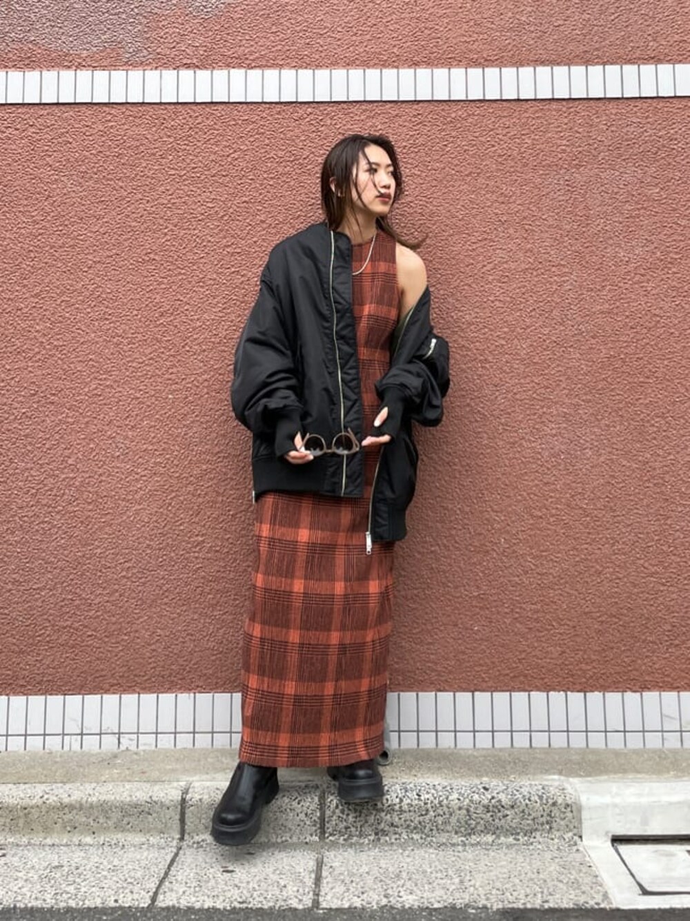 チェックフィットノースリワンピース チェックフィットノースリワンピース