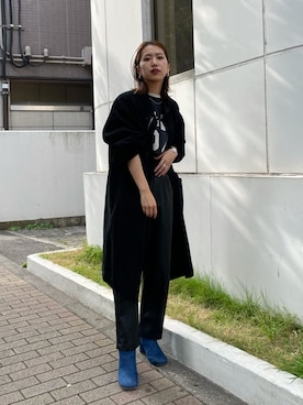「Ungrid（アングリッド）のフェイクレザーデザインパンツ（その他パンツ）」を使った、嶋津里美さん（レディース・161cm）の夏コーディネート