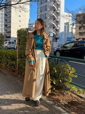 「アイテム（その他アウター、ブラウン系）」を使った、嶋津里美さん（レディース・161cm）の冬コーディネート