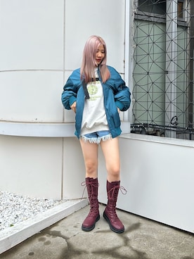 「jouetie（ジュエティ）のアイテム（MA-1）」を使った、AKICAさん（レディース・161cm）の冬コーディネート