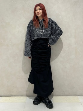 「アイテム（ニット/セーター、シルバー系）」を使った、AKICAさん（レディース・161cm）の冬コーディネート