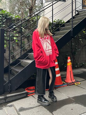 「red」｜「アイテム（アクセサリー）」を使った、AKICAさん（レディース・161cm）の冬コーディネート
