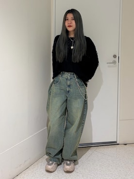 「jouetie（ジュエティ）のハートチェーンネックレス（ネックレス、シルバー系）」を使った、AKICAさん（レディース・161cm）の春コーディネート