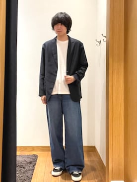 「アイテム（テーラードジャケット）」を使った、阪口さん（メンズ・180cm）の夏コーディネート