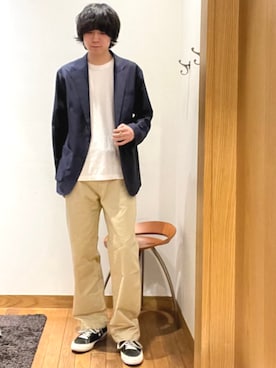 「アイテム（テーラードジャケット）」を使った、阪口さん（メンズ・180cm）の夏コーディネート