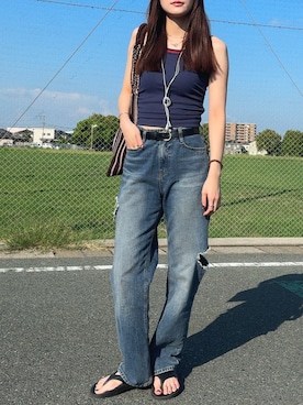 「アイテム（デニムパンツ）」を使った、ratataさん（レディース・169cm・20代）の夏コーディネート