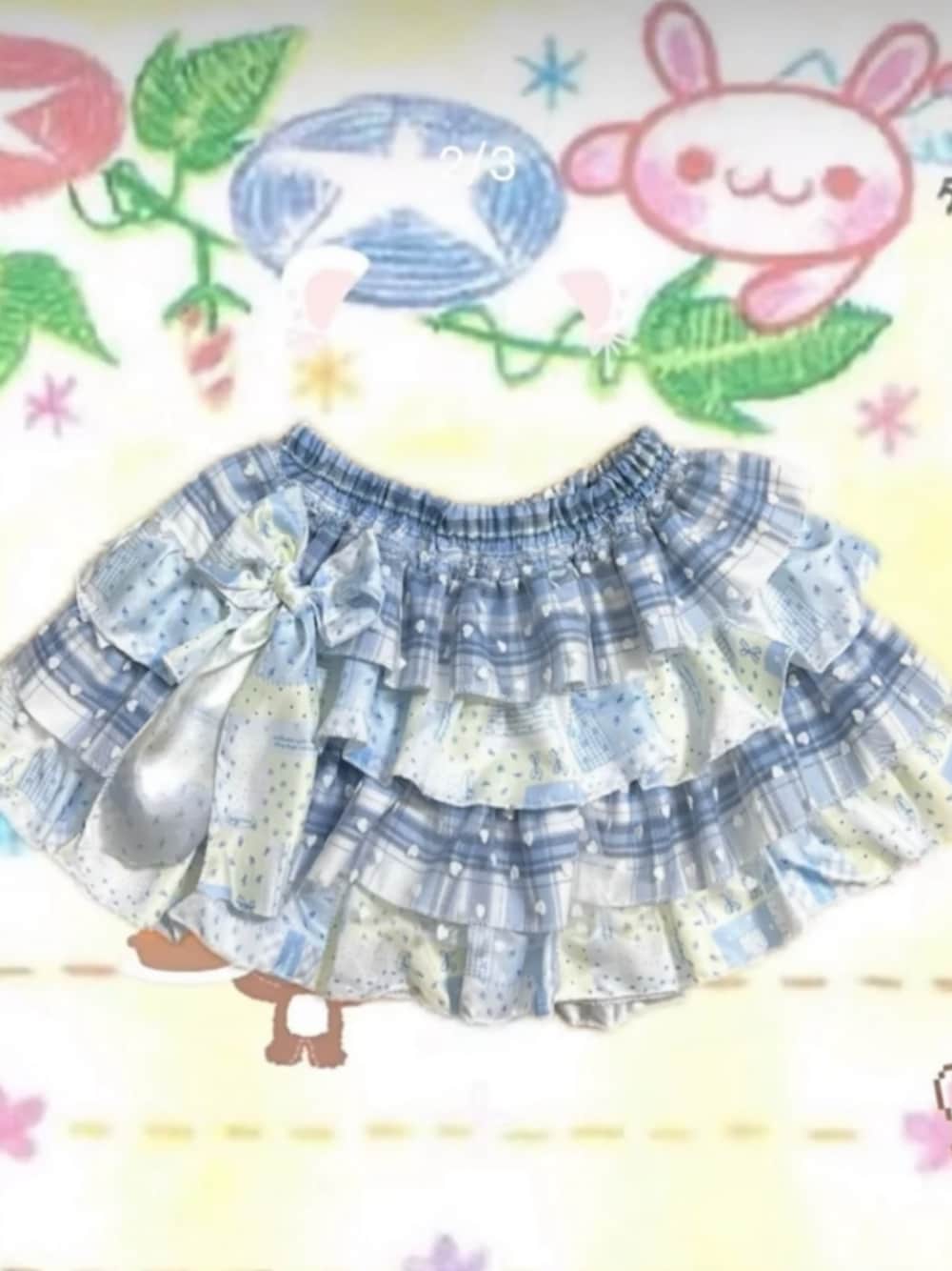 「古着MIX、夏コーデ」｜「Handmadeのアイテム（スカート、ブルー系）」を使った、TOFFEEさん（レディース・160cm）の夏コーディネートの1枚目の写真