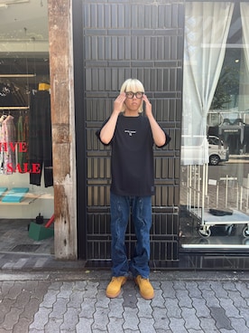 「刺繍Tシャツ」｜しゅんさん（メンズ・180cm）の夏コーディネート