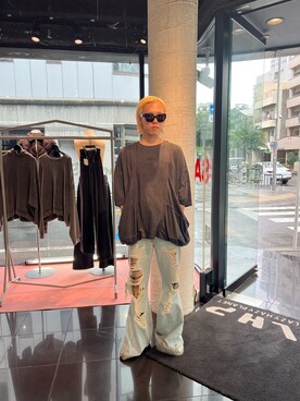 「WHITELAND（ホワイトランド）のアイテム（Tシャツ/カットソー）」を使った、しゅんさん（メンズ・180cm）の夏コーディネート