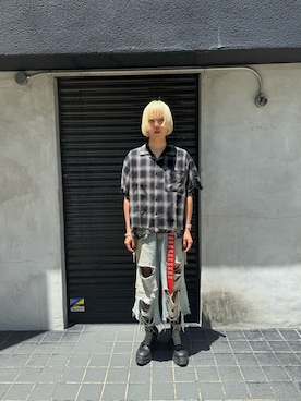「DANKE SCHON（ダンケシェーン）のアイテム（トップス）」を使った、しゅんさん（メンズ・180cm）の夏コーディネート