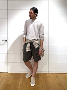 「JAMES PERSE（ジェームスパース）のアイテム（トップス）」を使った、Kikuchi_TOMORROWLANDさん（メンズ・185cm）の春コーディネート