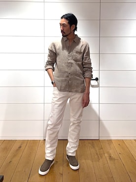 「JAMES PERSE（ジェームスパース）のアイテム（トップス）」を使った、Kikuchi_TOMORROWLANDさん（メンズ・185cm）の春コーディネート