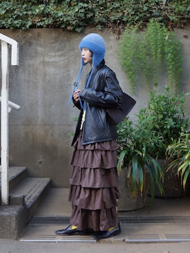 「スカートコーデ」｜「アイテム（帽子）」を使った、sioさん（レディース・167cm）の秋コーディネート