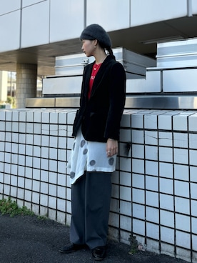 「アイテム（ハンチング/ベレー帽）」を使った、sioさん（レディース・167cm）の秋コーディネート