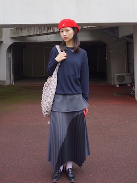 「アイテム（ハンチング/ベレー帽）」を使った、sioさん（レディース・167cm）の秋コーディネート