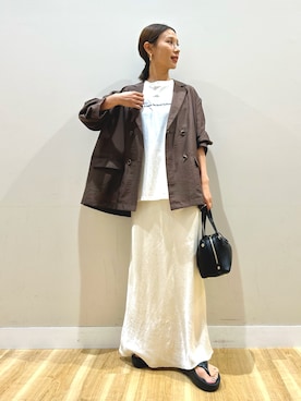 「アイテム（テーラードジャケット）」を使った、rinneさん（レディース・157cm）の夏コーディネート