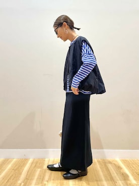 「ITEMS URBANRESEARCH（アイテムズ アーバンリサーチ）のリブロングスカート（スカート）」を使った、りんねさん（レディース・157cm）の秋コーディネート