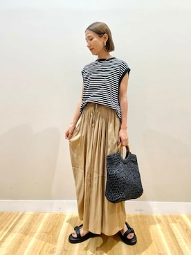 「ITEMS URBANRESEARCH（アイテムズ アーバンリサーチ）のアイテム（その他パンツ）」を使った、りんねさん（レディース・157cm）の夏コーディネート