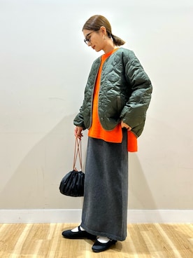 「寒い」｜「アイテム（ダウンジャケット/コート）」を使った、りんねさん（レディース・157cm）の秋コーディネート