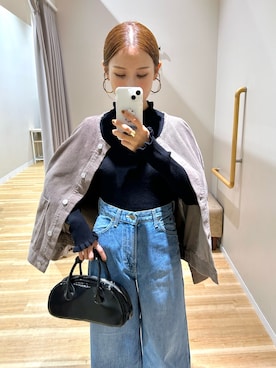 「アイテム（ノーカラージャケット）」を使った、りんねさん（レディース・157cm）の秋コーディネート