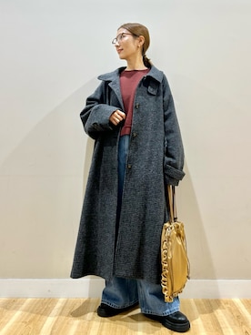 「冬の注目アウター」｜「アイテム（その他アウター）」を使った、りんねさん（レディース・157cm）の秋コーディネート