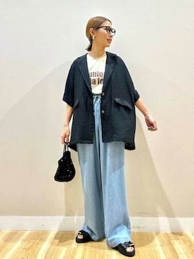 「アイテム（その他アウター）」を使った、rinneさん（レディース・157cm）の夏コーディネート