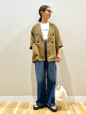 「アイテム（その他アウター）」を使った、rinneさん（レディース・157cm）の夏コーディネート