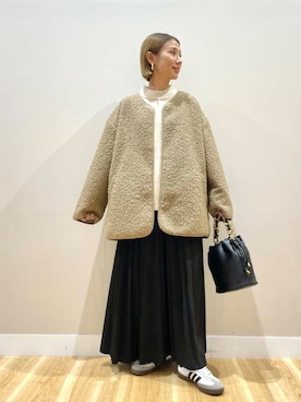 「アイテム（ノーカラーコート）」を使った、りんねさん（レディース・157cm）の秋コーディネート