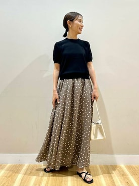 「アイテム（スカート、ブラウン系）」を使った、rinneさん（レディース・157cm）の夏コーディネート