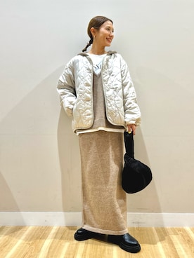 「アイテム（ダウンジャケット/コート）」を使った、りんねさん（レディース・157cm）の秋コーディネート