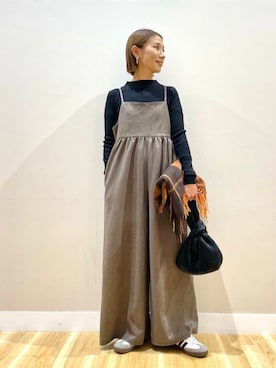 「運動会コーデ」｜「アイテム（サロペット/オーバーオール）」を使った、りんねさん（レディース・157cm）の秋コーディネート
