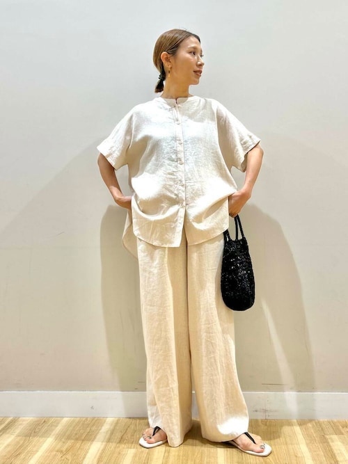 『Sサイズあり』『洗濯可』リネンレーヨンワイドパンツ