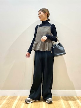 「アイテム（つなぎ/オールインワン、グリーン系）」を使った、りんねさん（レディース・157cm）の冬コーディネート