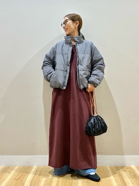 「寒い」｜「アイテム（ダウンジャケット/コート）」を使った、りんねさん（レディース・157cm）の冬コーディネート