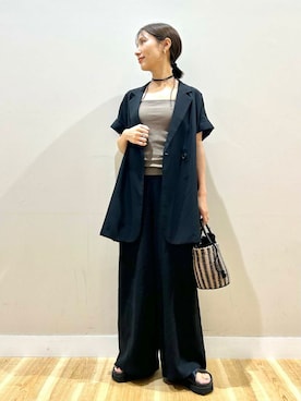 「アイテム（キャミソール、ブラウン系）」を使った、rinneさん（レディース・157cm）の夏コーディネート