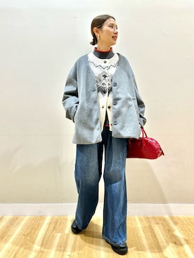 「アイテム（ノーカラージャケット）」を使った、りんねさん（レディース・157cm）の冬コーディネート