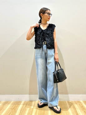 「ノースリーブ」｜「アイテム（ワンピース/ドレス、ブラック系）」を使った、rinneさん（レディース・157cm）の夏コーディネート