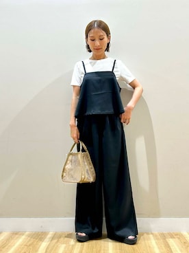 「30代コーデ」｜「アイテム（オールインワン・サロペット）」を使った、rinneさん（レディース・157cm）の夏コーディネート
