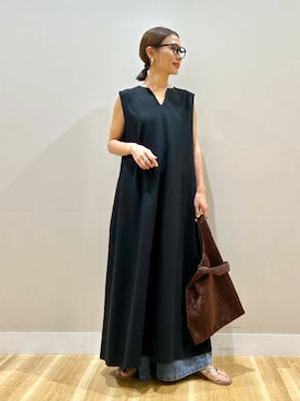 「アイテム（トートバッグ）」を使った、りんねさん（レディース・157cm）の夏コーディネート