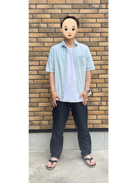 「ISLAND SLIPPER（アイランドスリッパ）のアイテム（サンダル）」を使った、悟さん（メンズ・176cm）の夏コーディネート