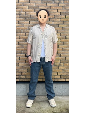「NEAT ALOHAのアイテム（シャツ/ブラウス、ベージュ系）」を使った、悟さん（メンズ・176cm）の秋コーディネート