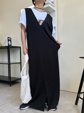 「韓国コーデ」｜「アイテム（ジャンパースカート）」を使った、MΛM♡さん（レディース・156cm）の夏コーディネート