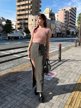 「アイテム（デニムスカート、グレー系）」を使った、Chicoさん（レディース・157cm）の夏コーディネート