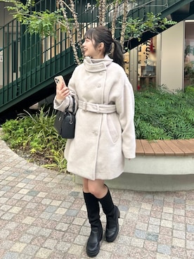 「Chico（チコ）のアイテム（チェスターコート）」を使った、Chicoさん（レディース・152cm）の冬コーディネート